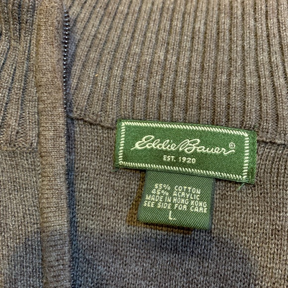 Eddie Bauer Men's Zip Up Sweater - Brown - Picture 9 of 13